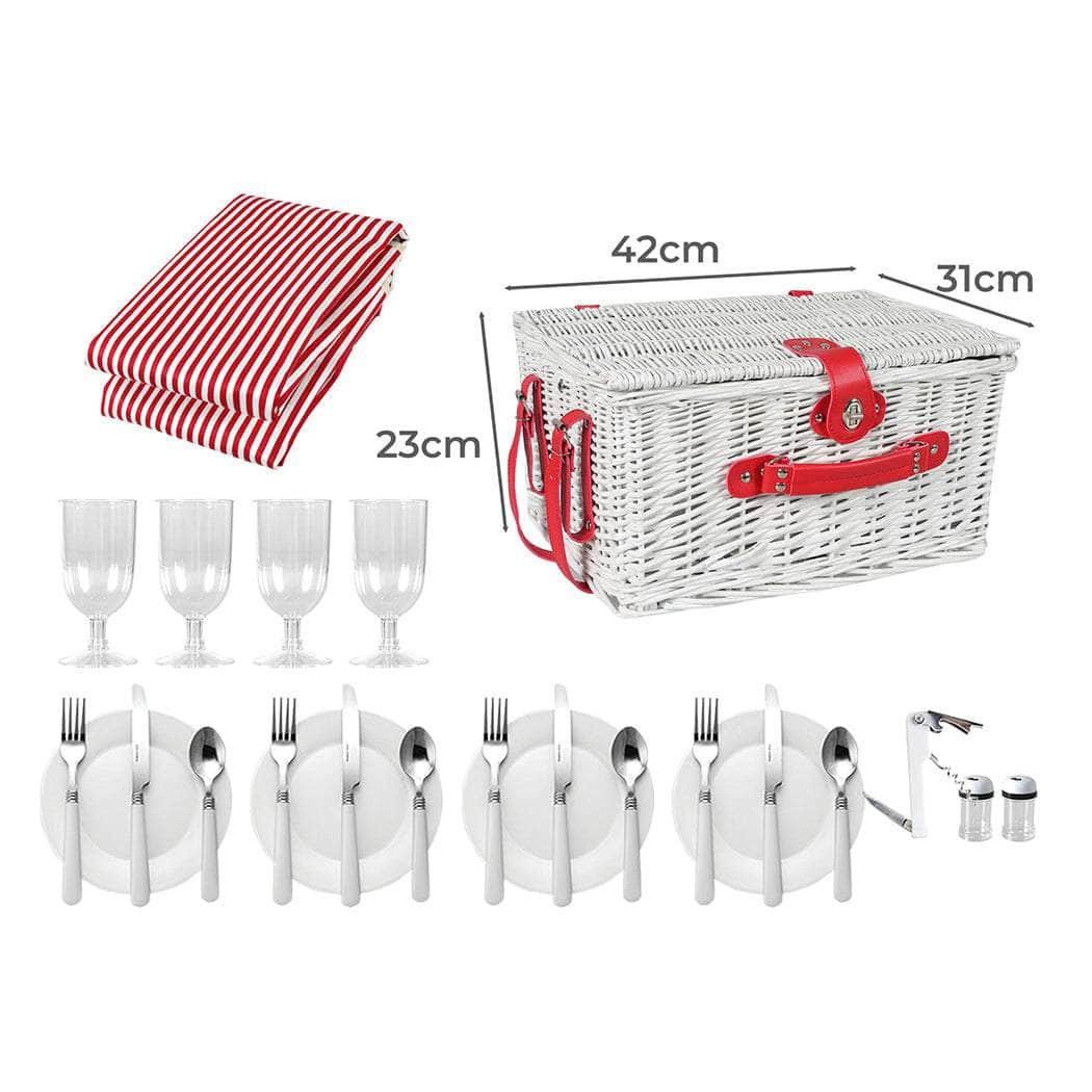 Picnic Basket Set Baskets 4 Person Wicker