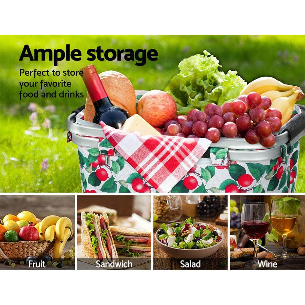 Picnic Basket Set Folding Bag Hamper Insulated Food Storage