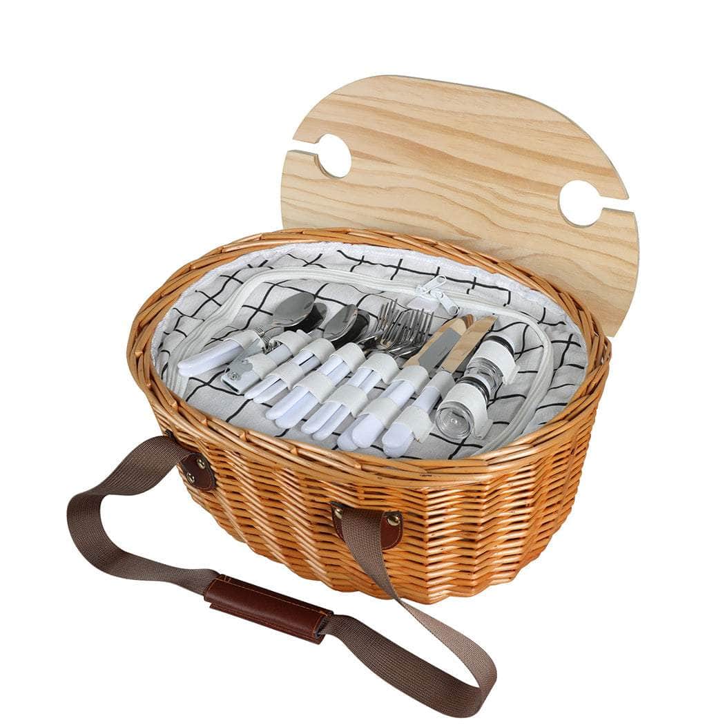 Picnic Basket Set Willow Baskets Outdoor