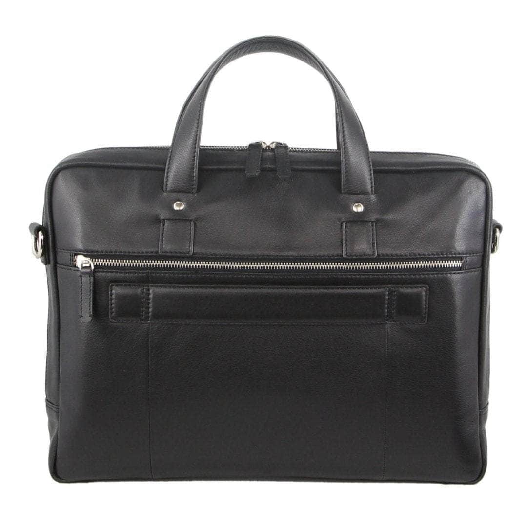 Pierre Cardin Men's Pebbled Leather 15" Laptop Bag - Black