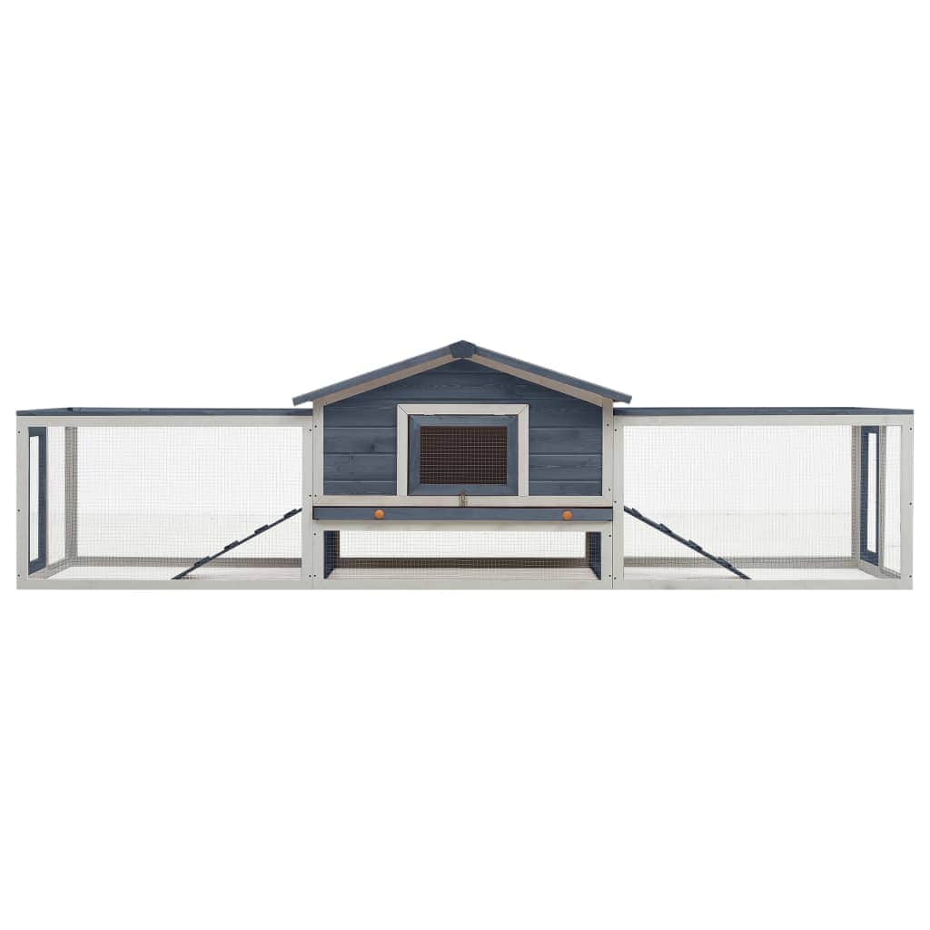 Pine & Fir Wood Rabbit Hutch Grey