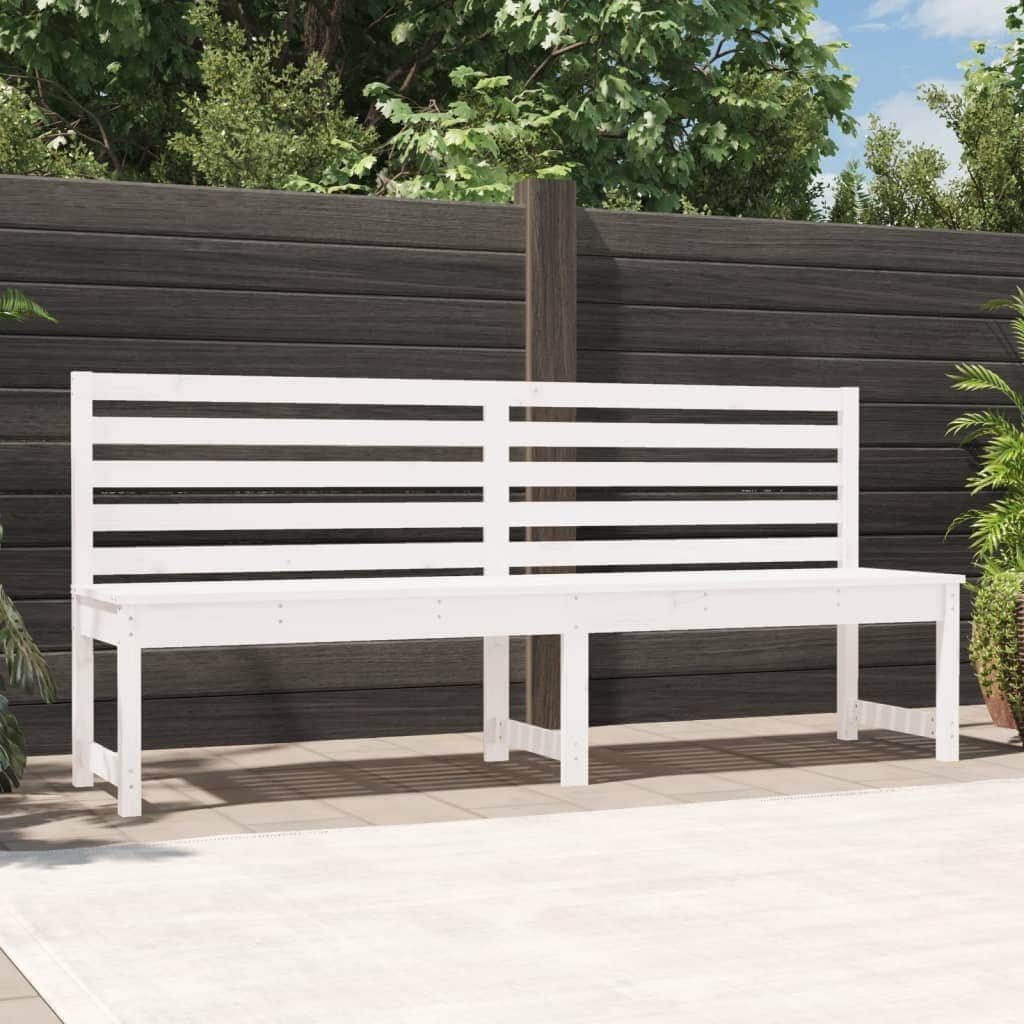 Pine Lumina: Crisp White Solid Wood Garden Bench