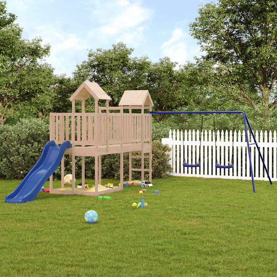Pine Perfection: Slide and Swing Playhouse for Kids