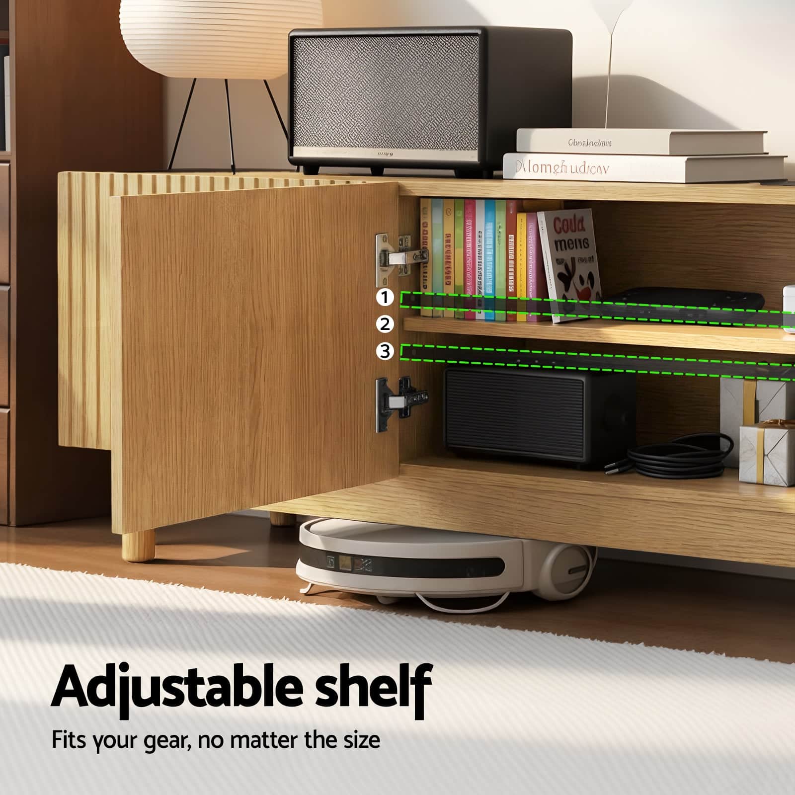 Pine TV Unit Entertainment Cabinet 180cm Storage with Soft Close Doors