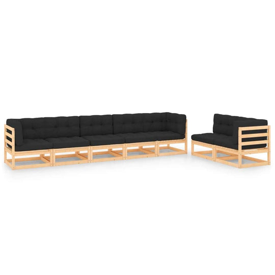 Pinewood Haven: 7-Piece Garden Lounge Set with Plush