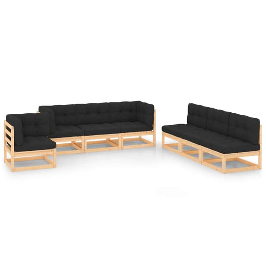Pinewood Oasis: 7-Piece Garden Lounge Set with Plush