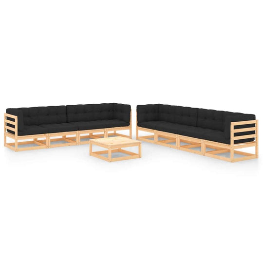 Pinewood Retreat: 9-Piece Garden Lounge Set with Plush