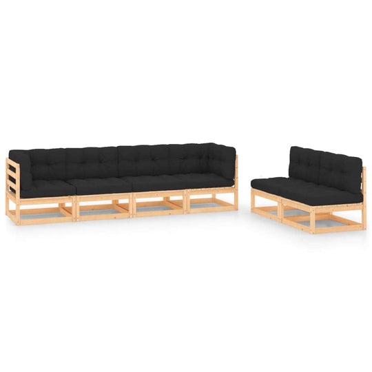 Pinewood Tranquility: 6-Piece Garden Lounge Set with Cozy