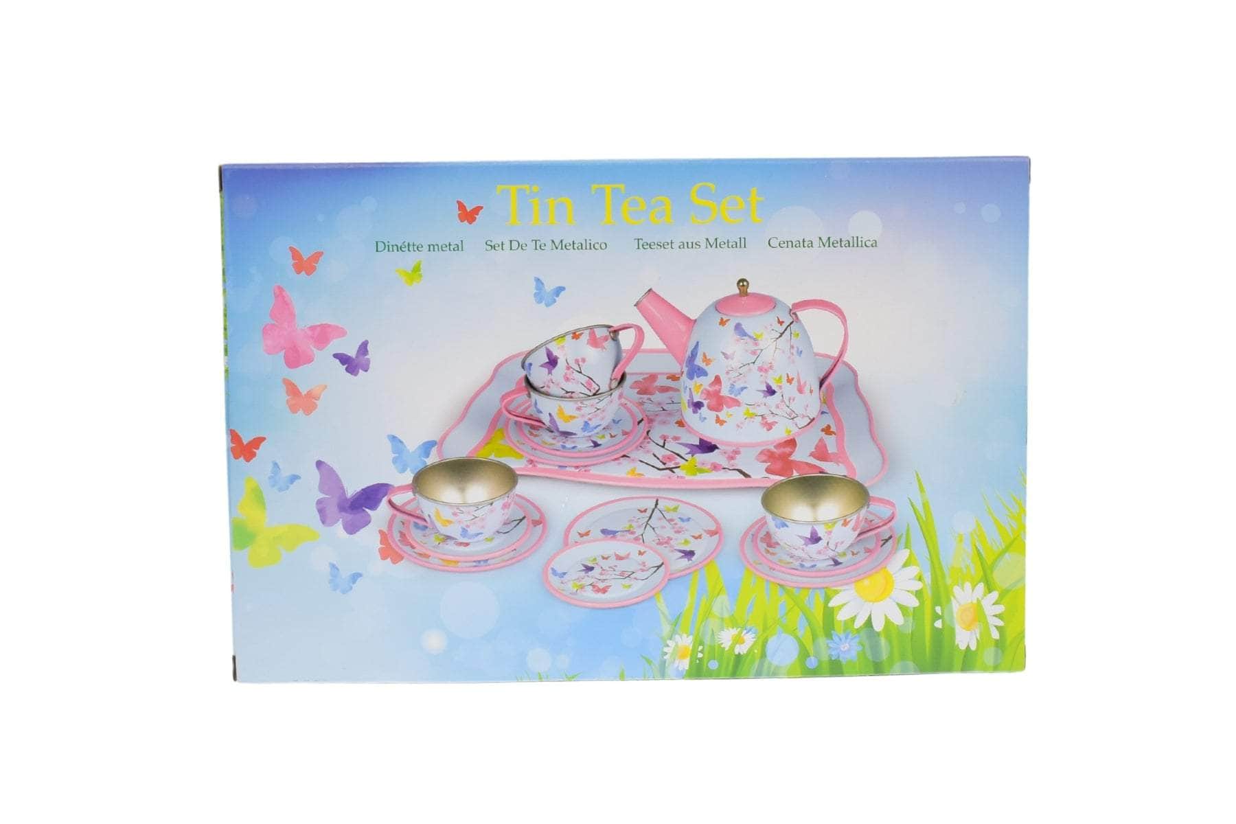 Pink Blossom Butterfly Tin Tea Set 15Pcs