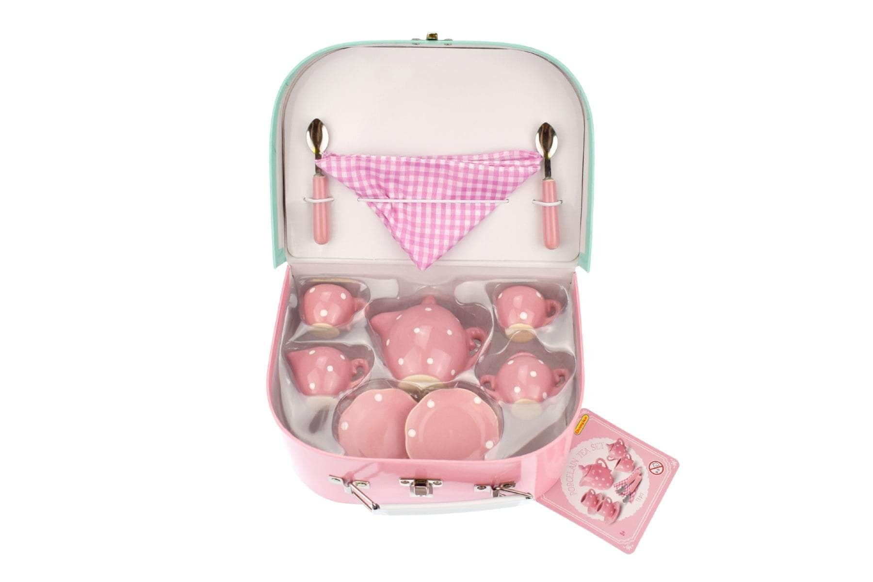 Pink Polka Dot Porcelain Tea Set 13Pcs