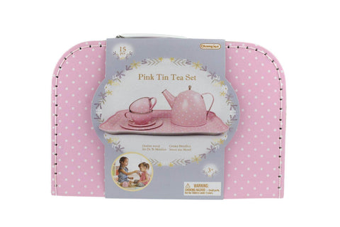 Pink Tin Tea Set In Suitcase 15Pcs