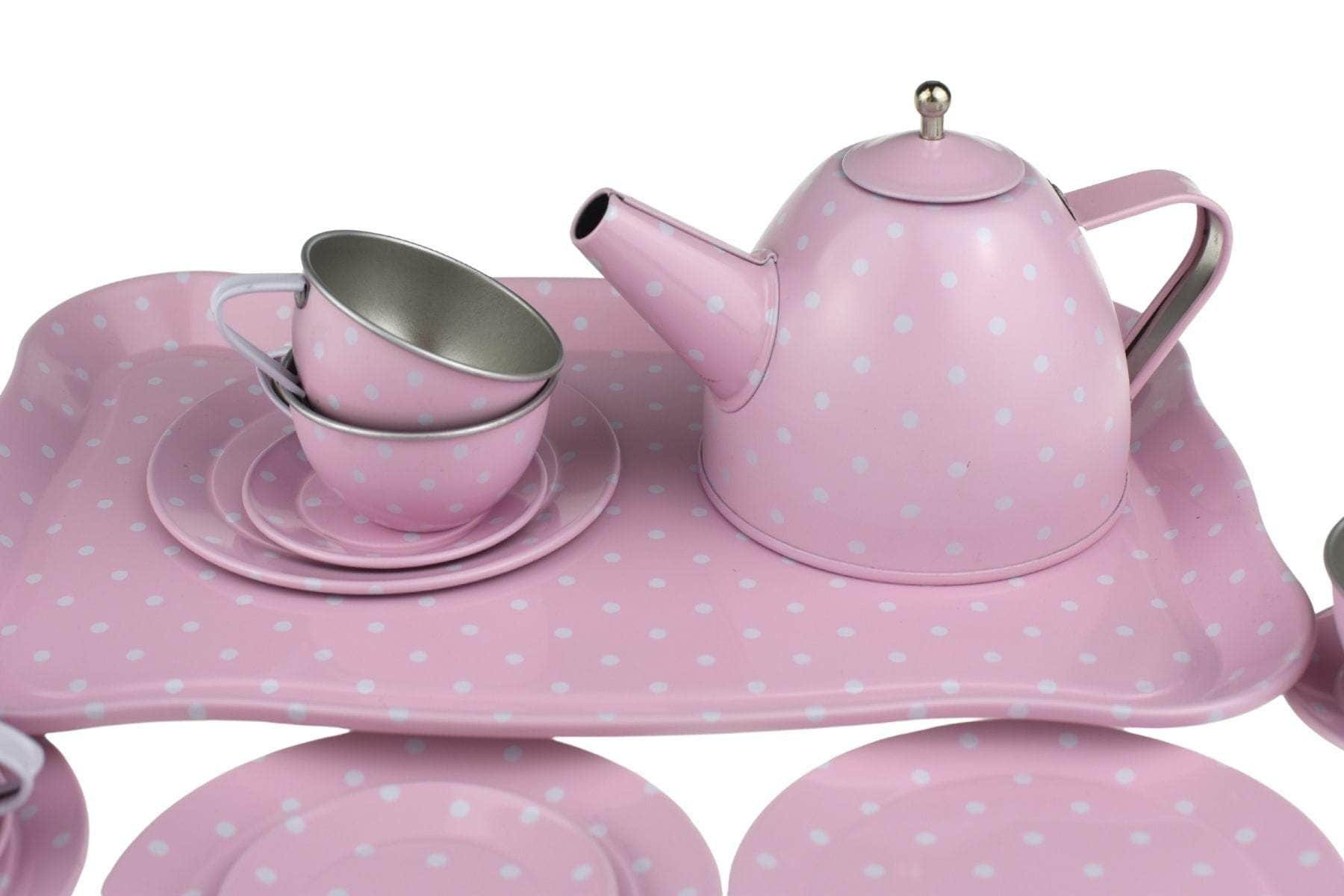 Pink Tin Tea Set In Suitcase 15Pcs