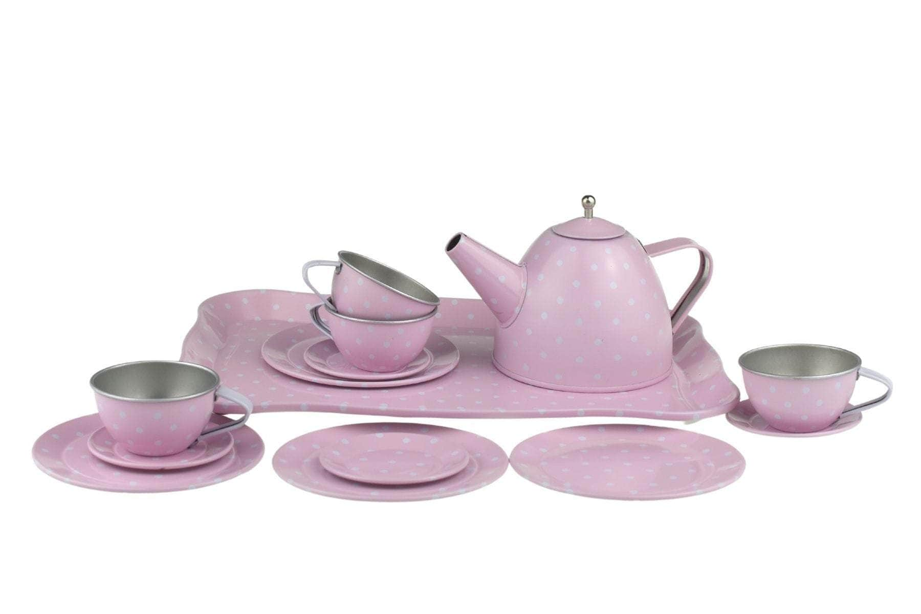 Pink Tin Tea Set In Suitcase 15Pcs