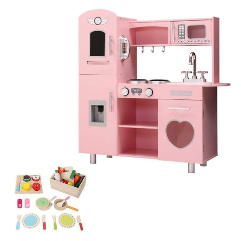Pink Wooden Kitchen Pretend Play Sets and Cooking Toys for Kids