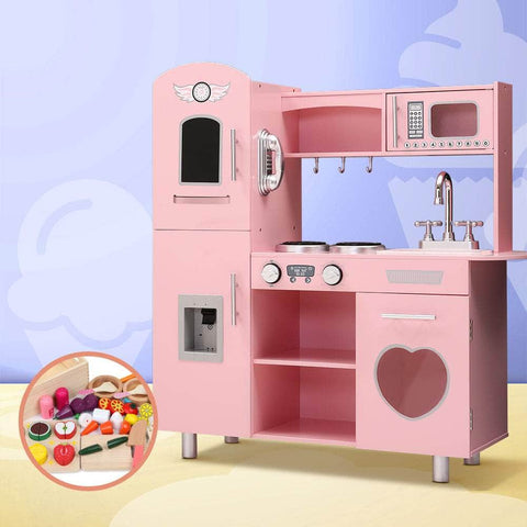 Pink Wooden Kitchen Pretend Play Sets and Cooking Toys for Kids