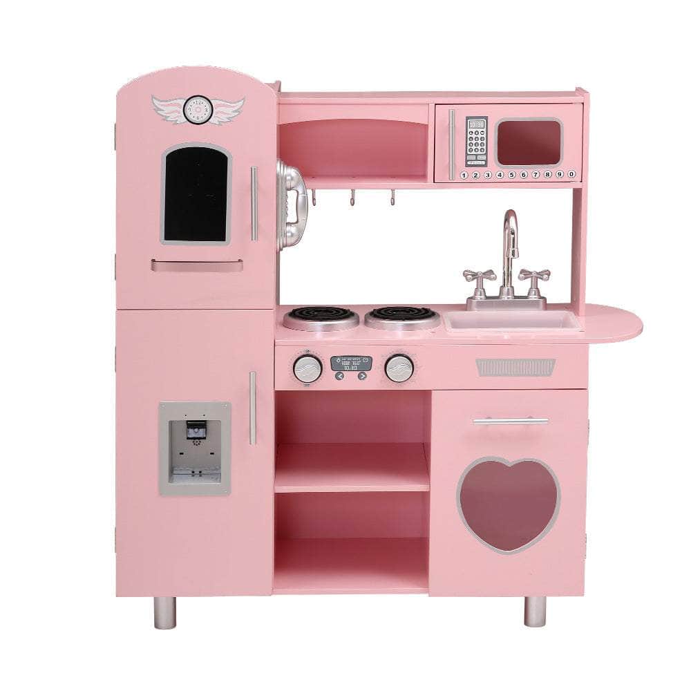 Pink Wooden Kitchen Pretend Play Sets and Cooking Toys for Kids