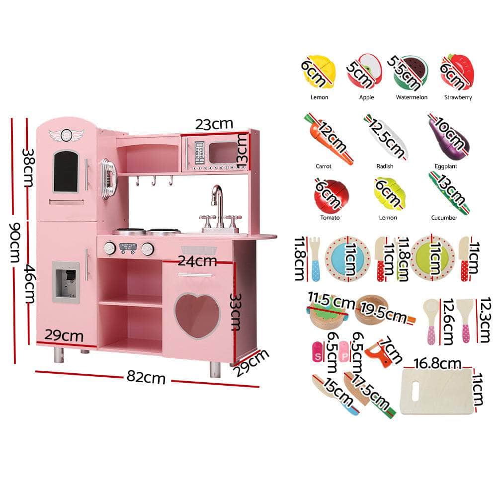 Pink Wooden Kitchen Pretend Play Sets and Cooking Toys for Kids
