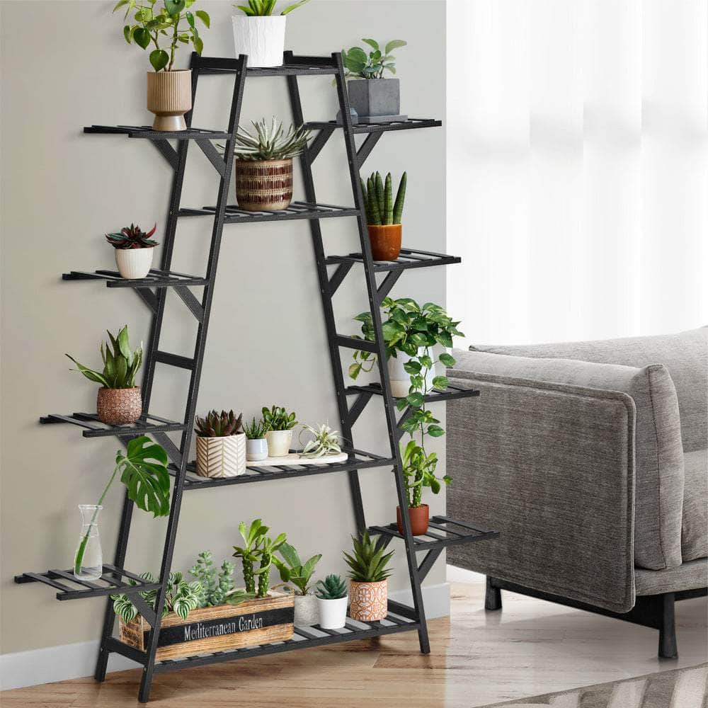 Plant Stand 12-shelf Bamboo Frame Black