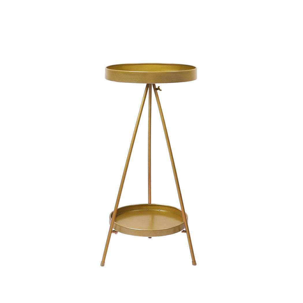 Plant Stand 2 Tiers Outdoor Indoor Gold Medium