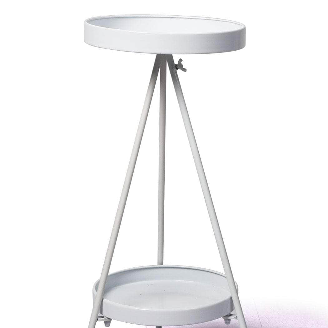 Plant Stand 2 Tiers Outdoor Indoor White Medium