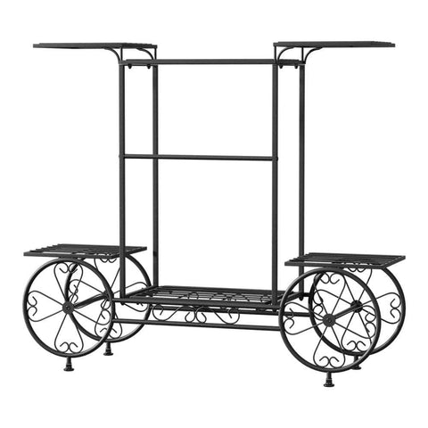 Plant Stand 6 Tier Iron 4 Wheeler