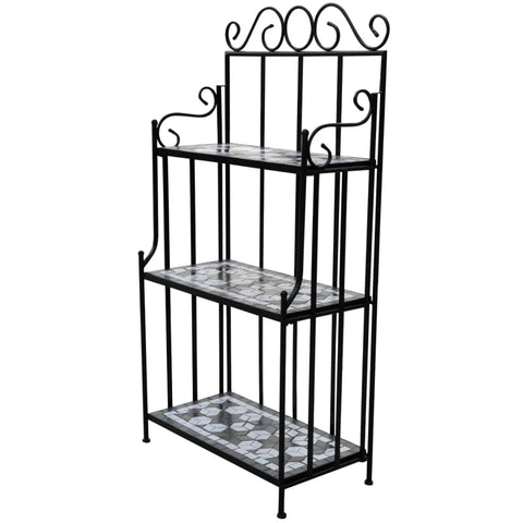 Plant Stand Plant Display Black White Mosaic Pattern