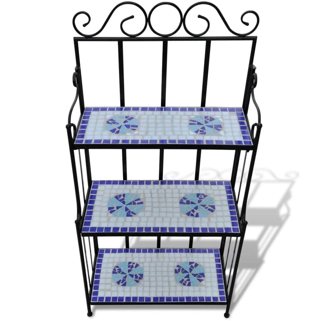 Plant Stand Plant Display Blue White Mosaic Pattern - Simple deals