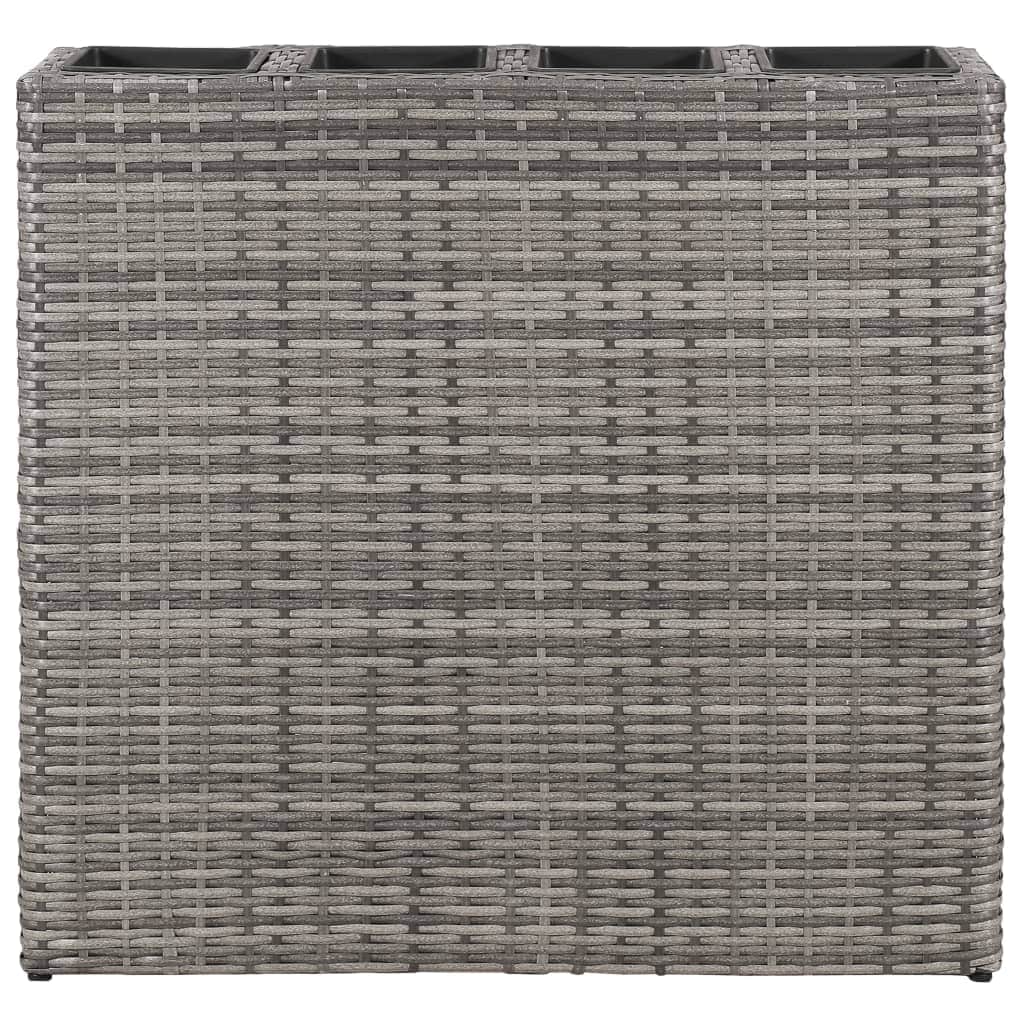 Planter with 4 Pots Poly Rattan Grey