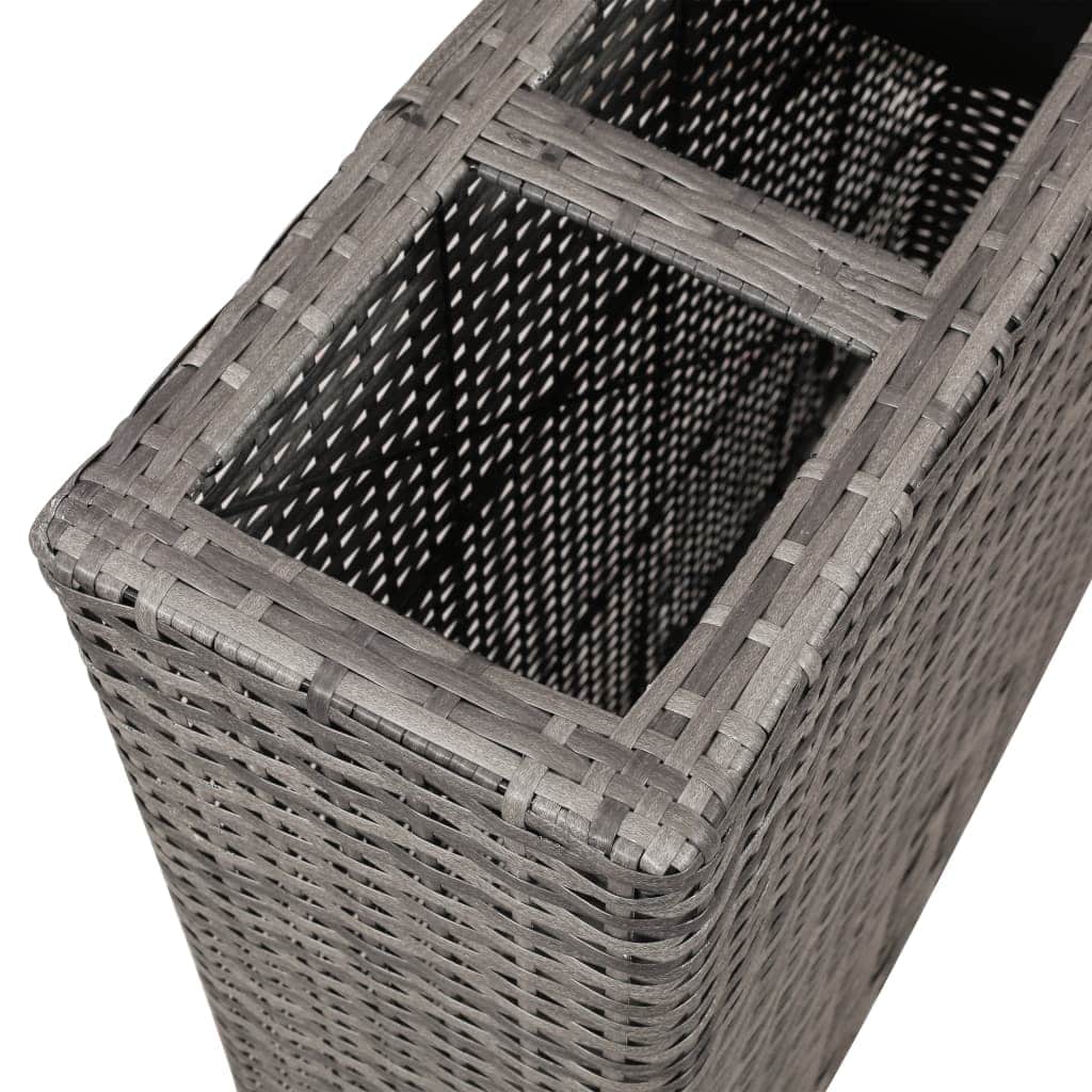 Planter with 4 Pots Poly Rattan Grey