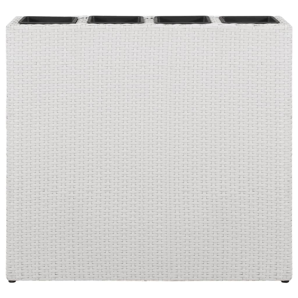 Planter with 4 Pots Poly Rattan White