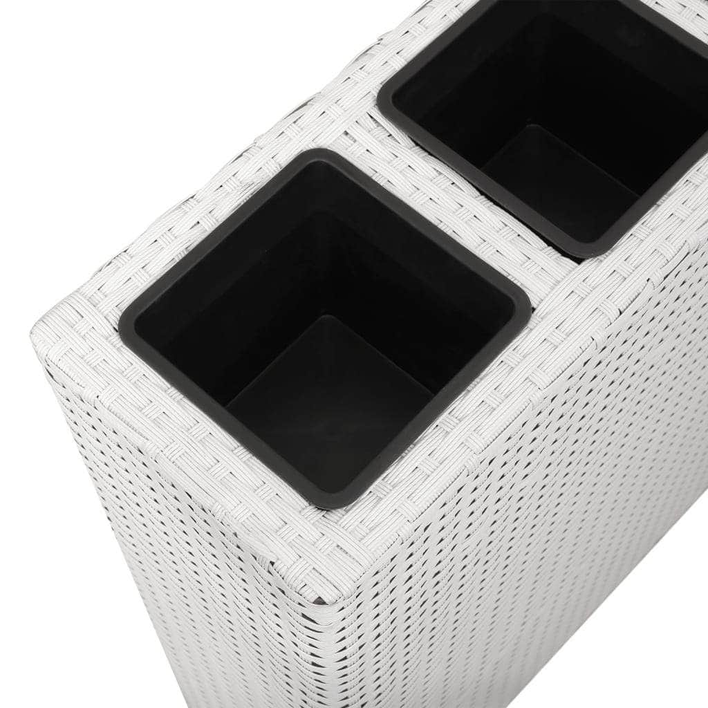 Planter with 4 Pots Poly Rattan White
