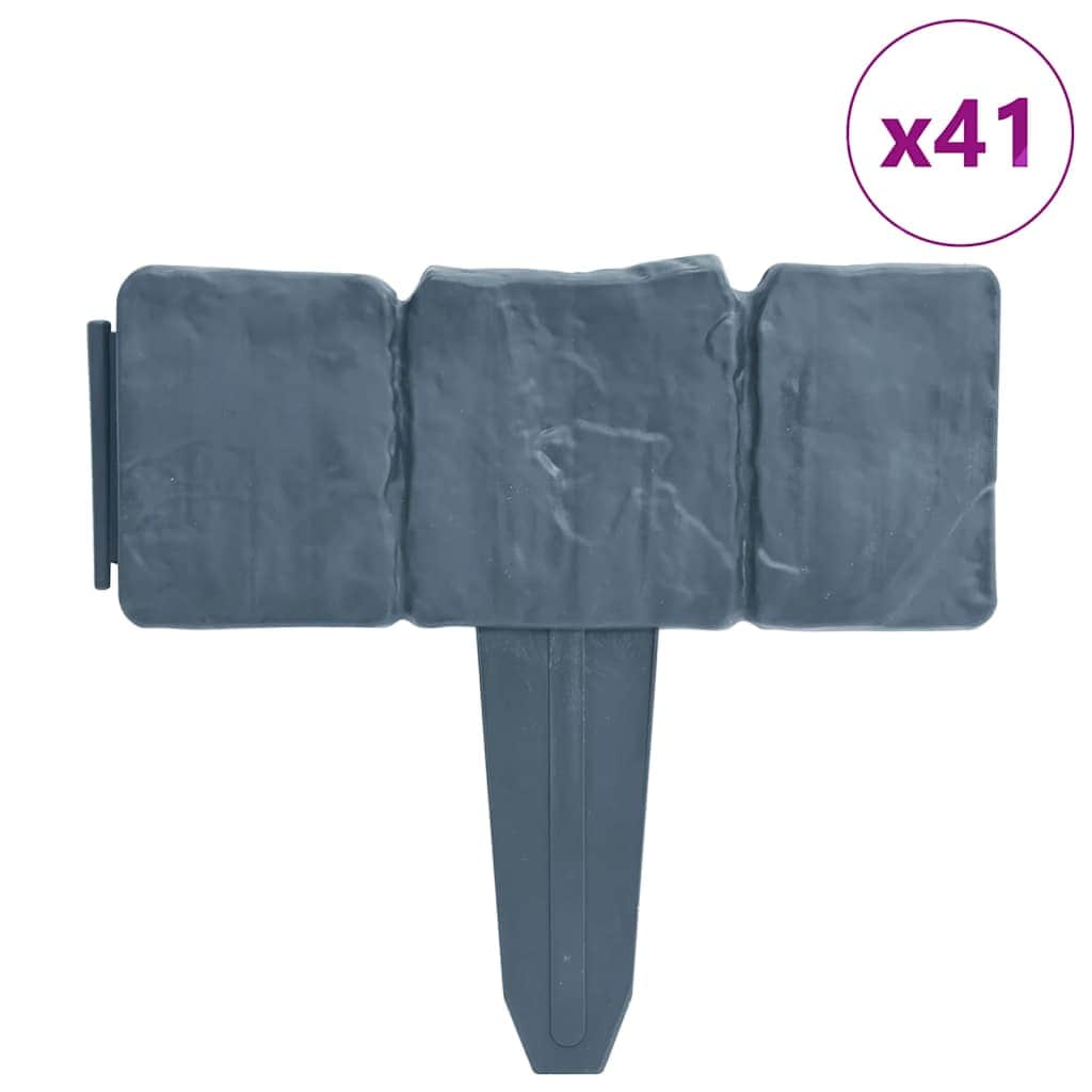 Plastic Garden Lawn Fence 10m 41pcs Stone Look Yard Outdoor Border