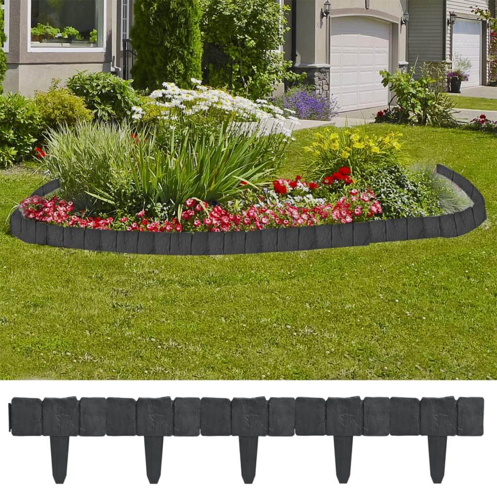 Plastic Garden / Lawn Fence Stone Look 41 pcs 10 m - Simple deals