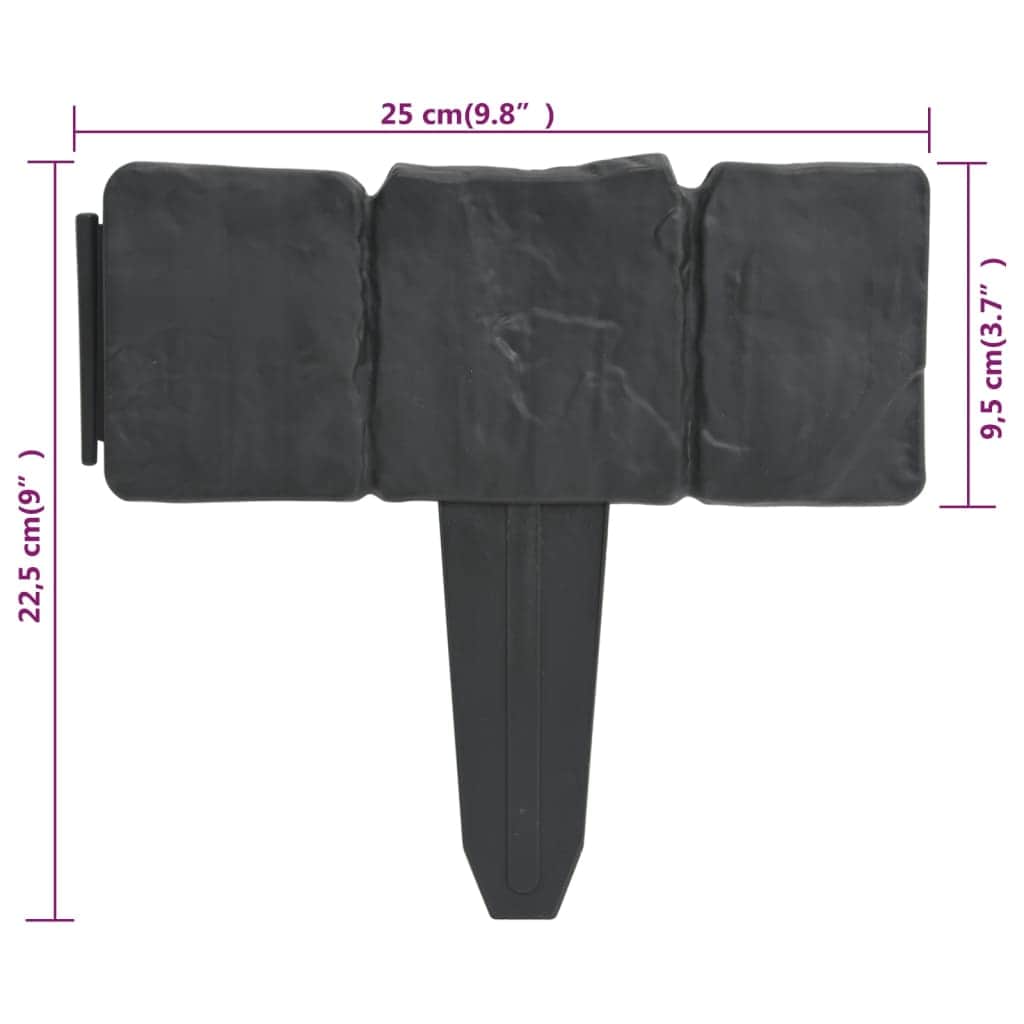 Plastic Garden / Lawn Fence Stone Look 41 pcs 10 m - Simple deals