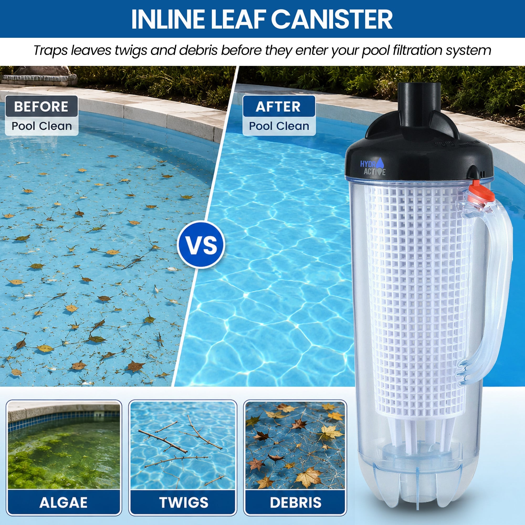 Pool Leaf Canister Inline Debris Catcher | Simpledeals