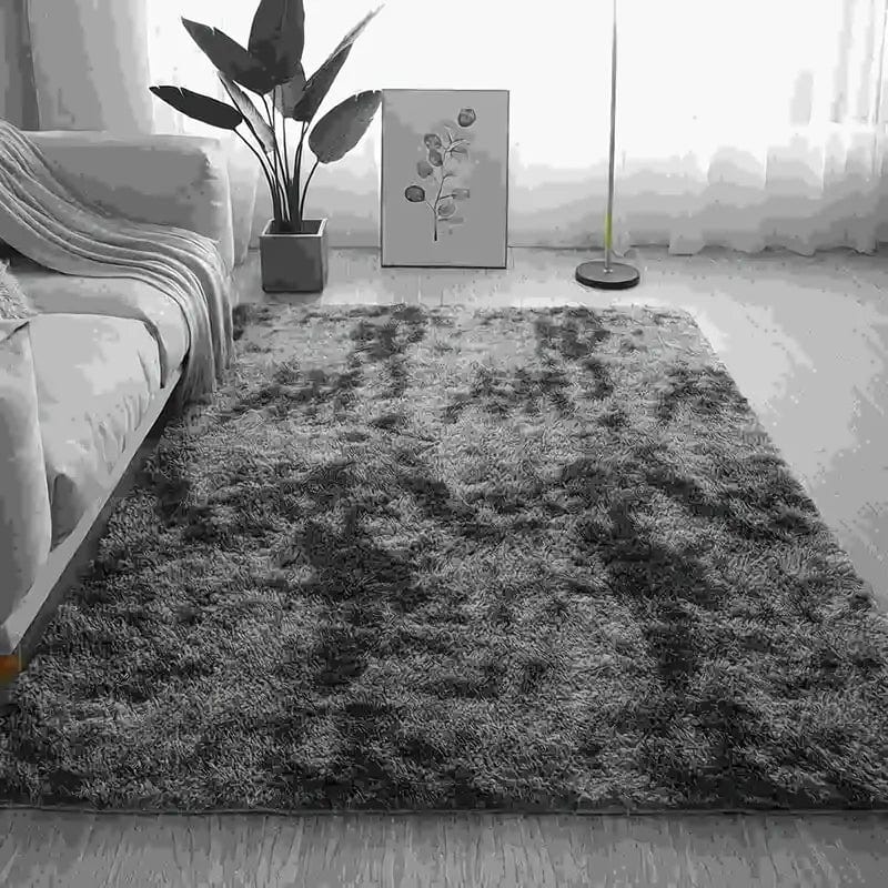 Plush Shaggy Rug for Living Room and Bedroom - Black Fluffy Area Rug with Non-Skid Backing
