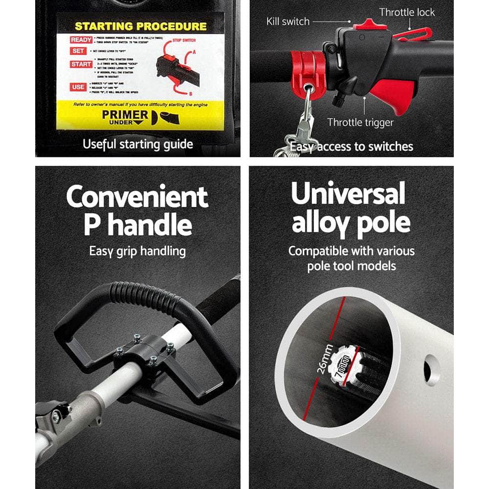 Pole Chainsaw Petrol Hedge Trimmer Pruner Chain Saw Brush Cutter Combo