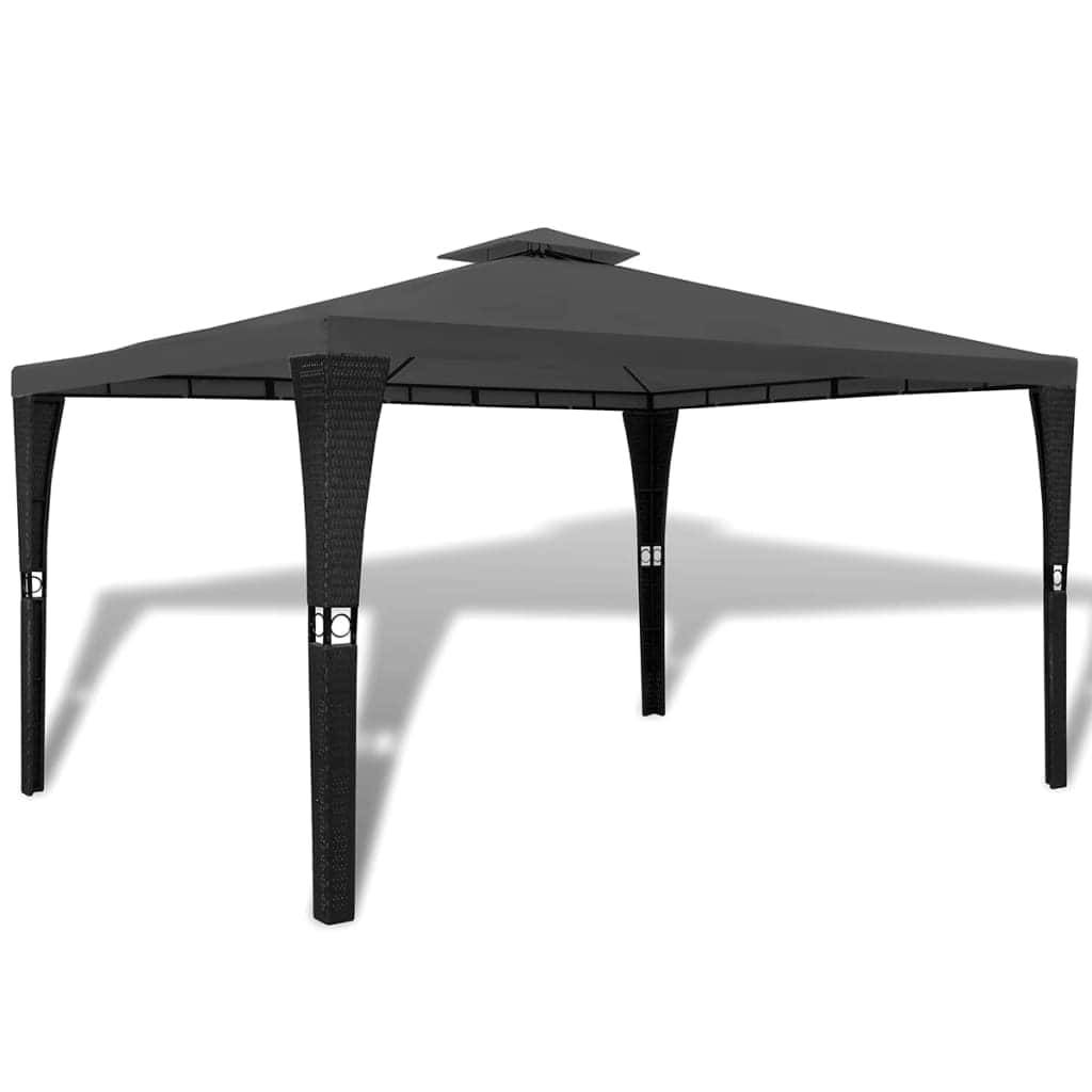 Poly Rattan Gazebo with Dark Grey Roof - Simple deals