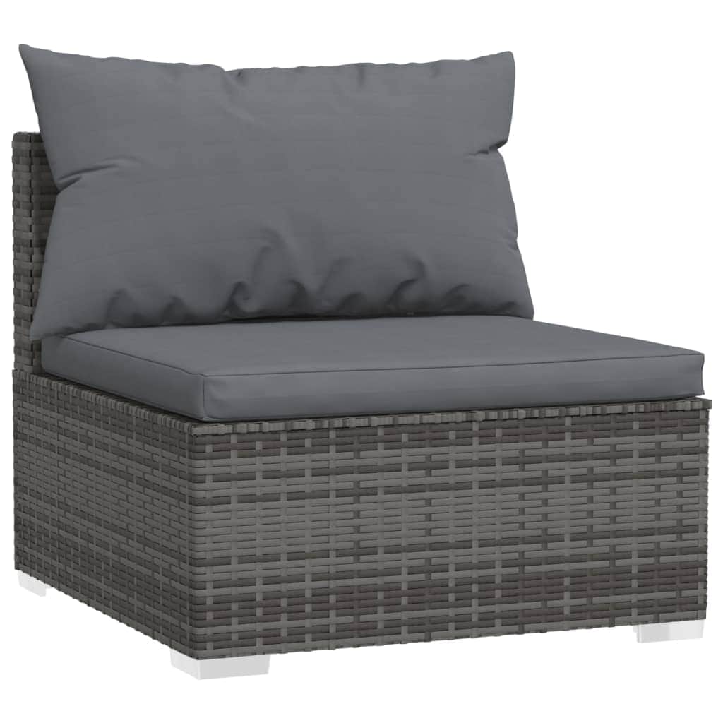 Poly Rattan Tranquility: 5-Piece Garden Lounge Set in Elegant Grey with Plush Cushions