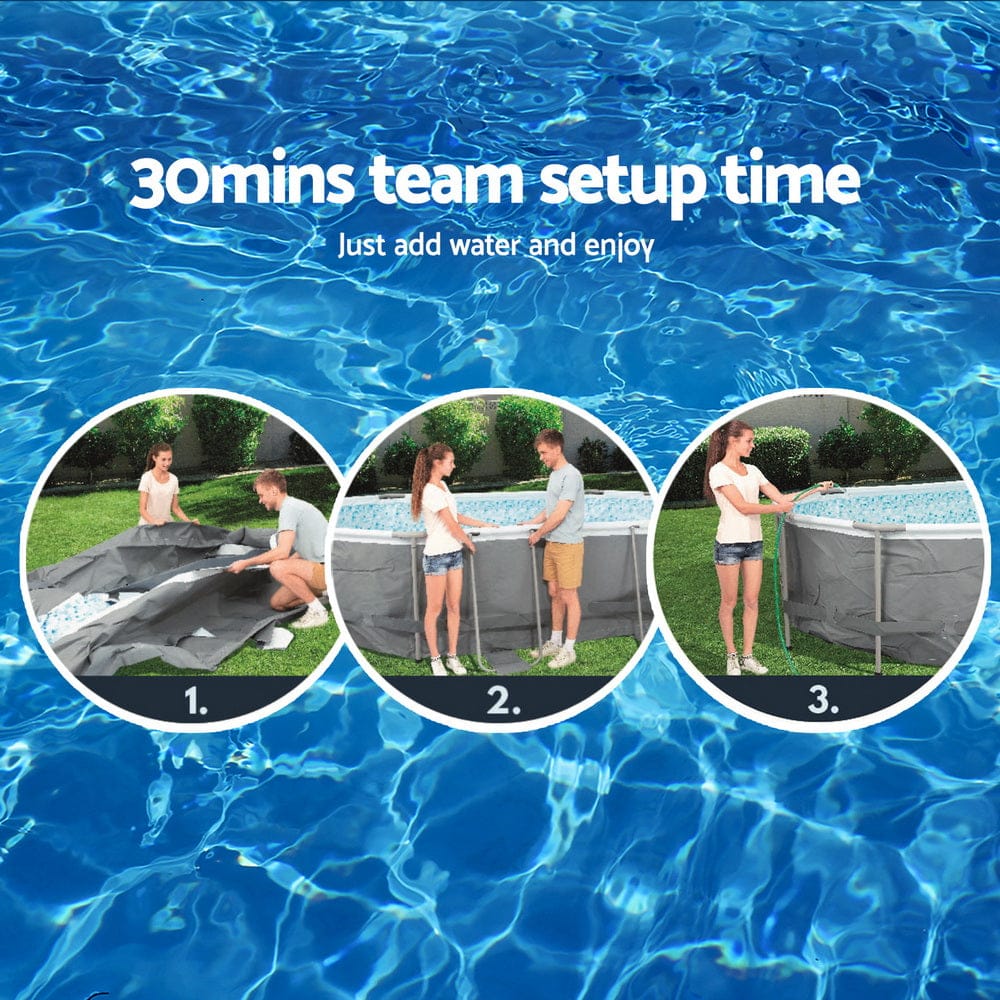 Steel Frame Above Ground Pool 427x250x100cm with Filter Pump Ladder with Swimming Pools