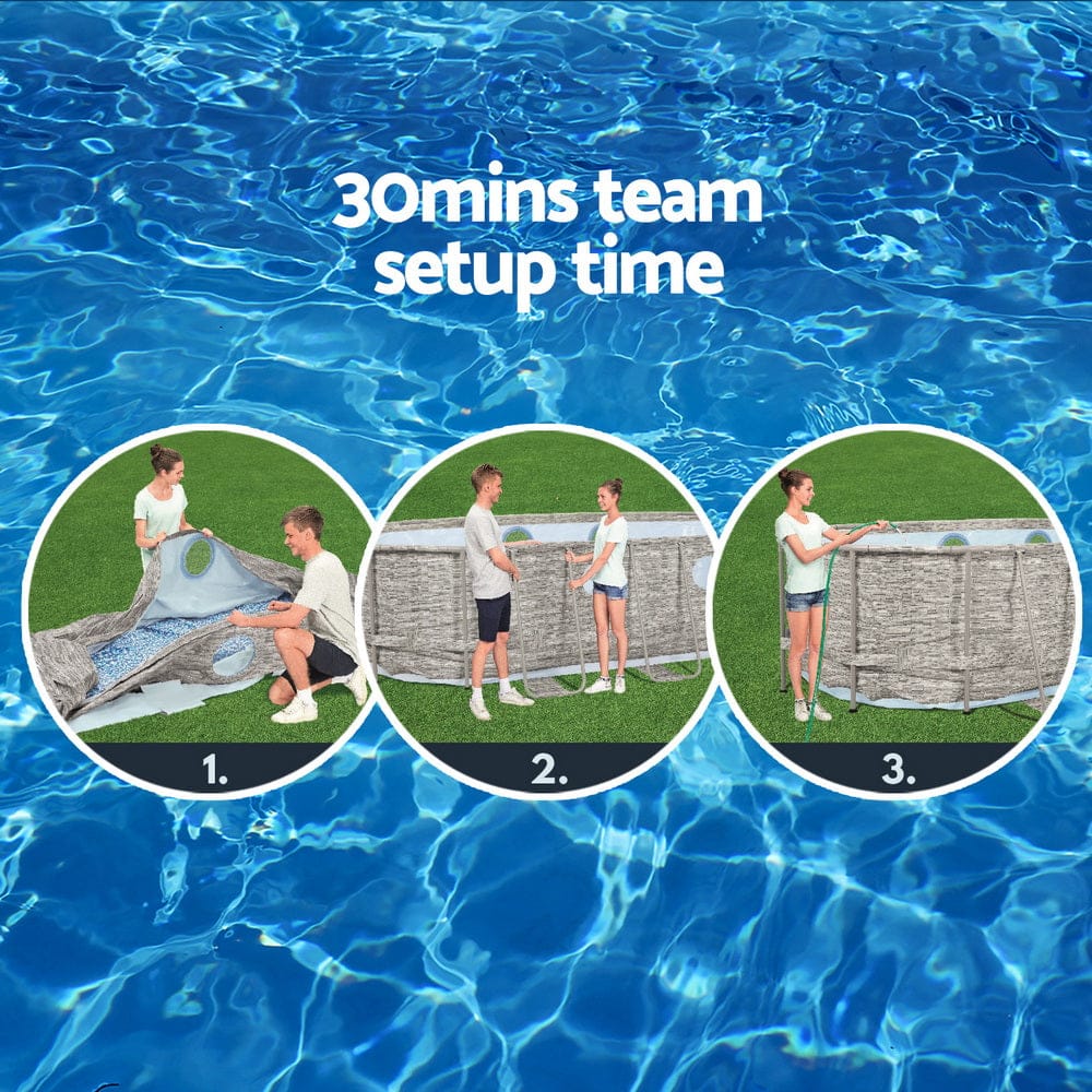 Steel Frame Above Ground Pool 549x274x122cm with Filter Pump Ladder | Steel finish