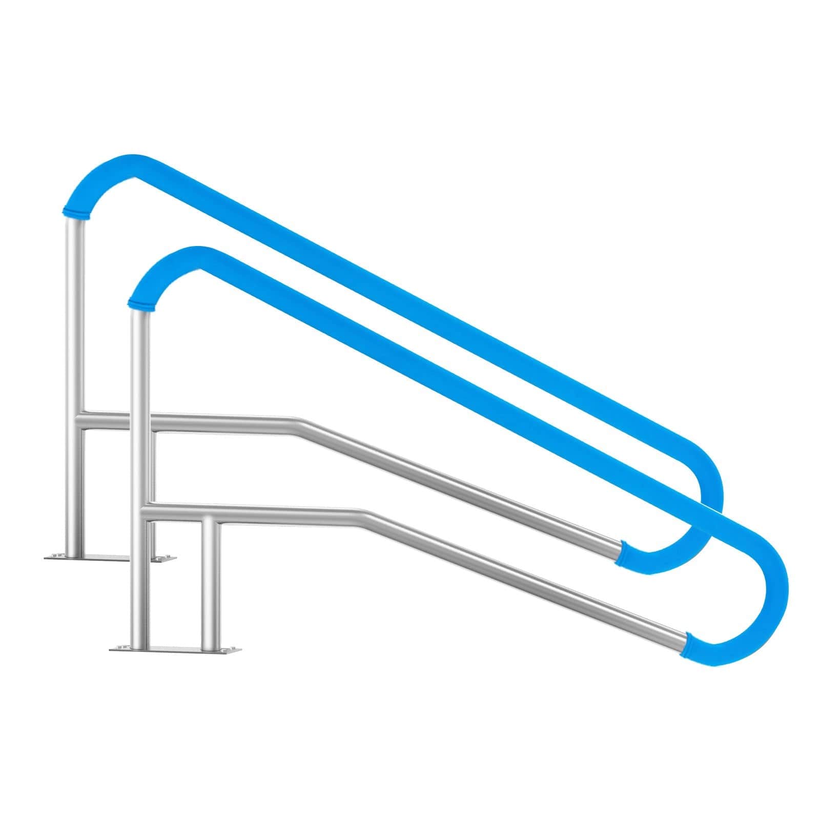 Pool Handrail 2 Pcs 55 X 32 Inch Stainless Steel With Base Plate For