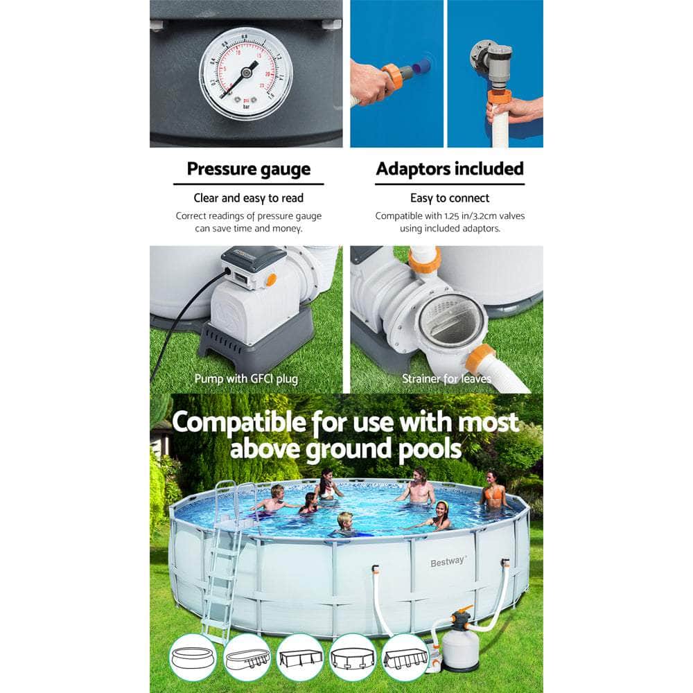 Pool Pump Sand Filter 3000Gph 11355L/H Pools Flowclear Filters