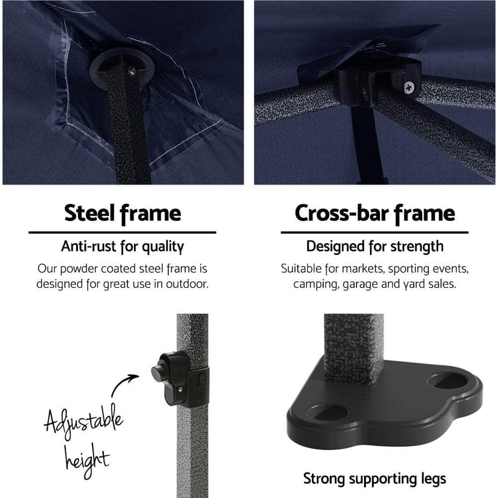 Pop Up 3X3M Folding Tent - Navy