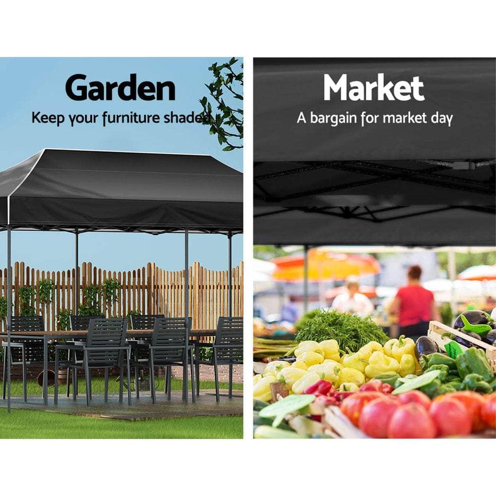 Pop Up 3X6M Folding Tent - Black