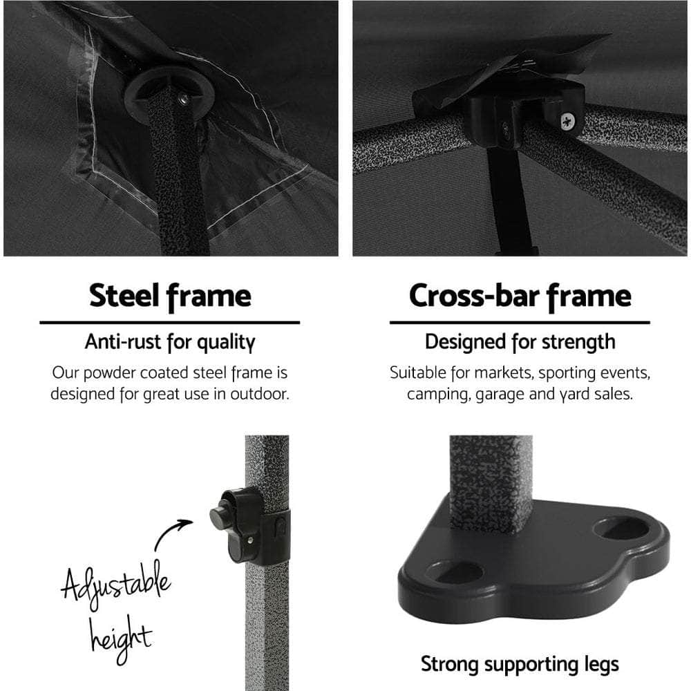 Pop Up 3X6M Folding Tent - Black
