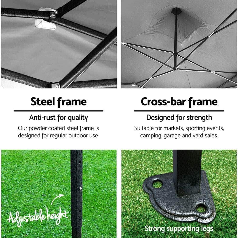 Kit Marquee Gazebos - 3x6m Pop-Up Tent with Base Pod x4 Black Outdoor Canopy Shelter