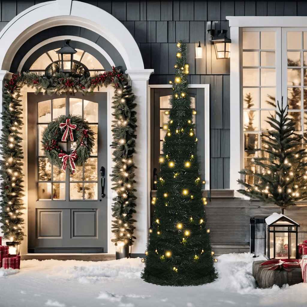 Pop-up String Artificial Christmas Tree with LED Green 150 cm