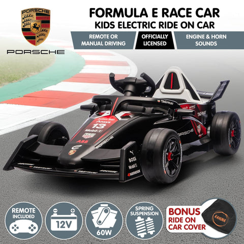 Porsche Formula E Kids Electric Ride On Car Remote Control 60W Dual Motors MP3 Player