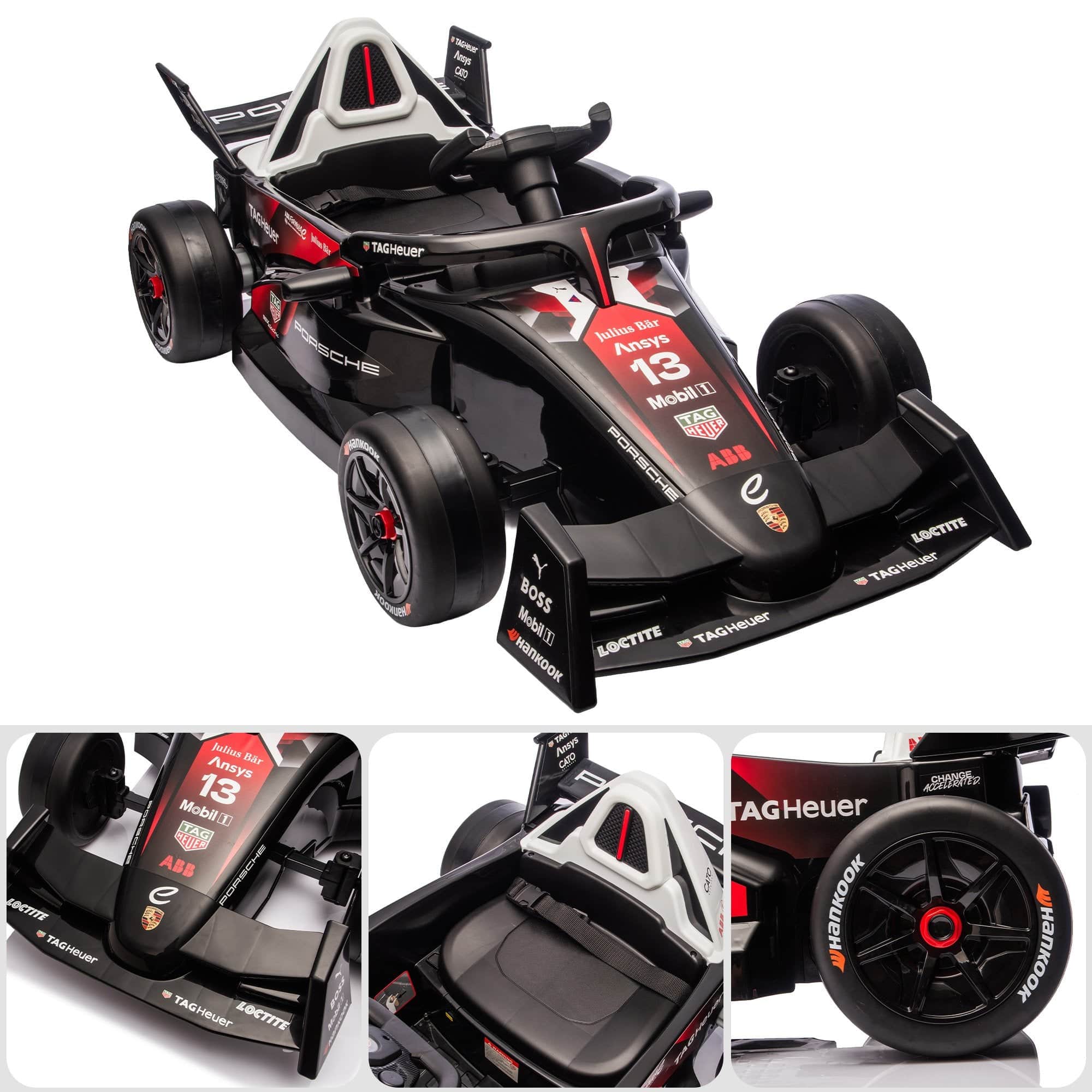 Porsche Formula E Kids Electric Ride On Car Remote Control 60W Dual Motors MP3 Player